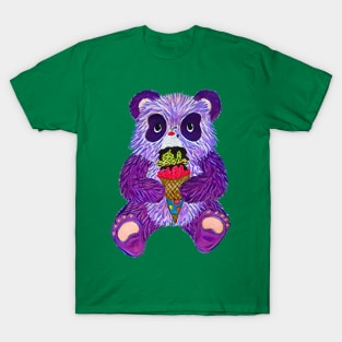 Purple Panda with Ice Cream Cone T-Shirt